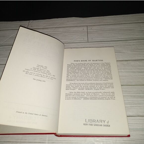 Fox's Book Of Martyrs Hardcover William Byron 1972 Printing | Presbyterian - Picture 4 of 5